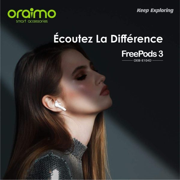 Oraimo FreePods 3 TWS écouteurs sans Fil véritables - Blanc – Image 2