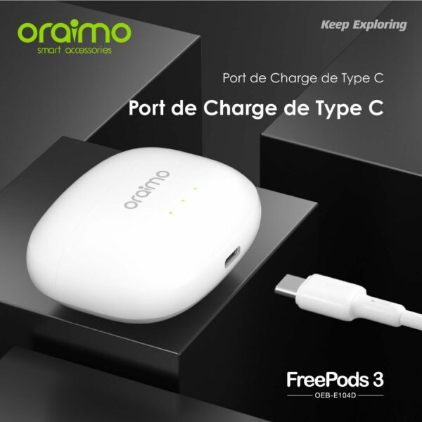 Oraimo FreePods 3 TWS écouteurs sans Fil véritables - Blanc – Image 4