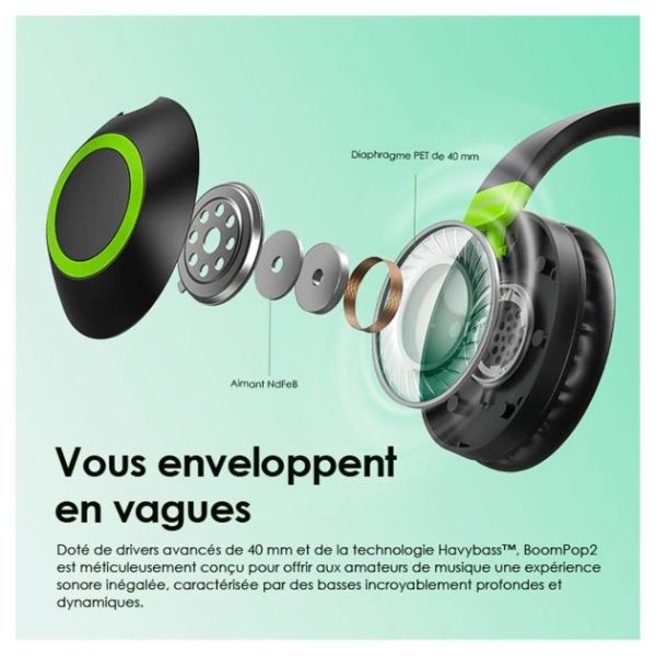 Casque sans fil - ORAIMO BoomPop 2 - OHP 610 - Bluetooth V5.2 - ENC - Jusqu'à 60 heures - Garantie 3 mois – Image 3